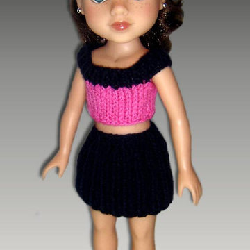 Ribbed Skirt and Crop Top for 14 inch dolls, Hearts for Hearts