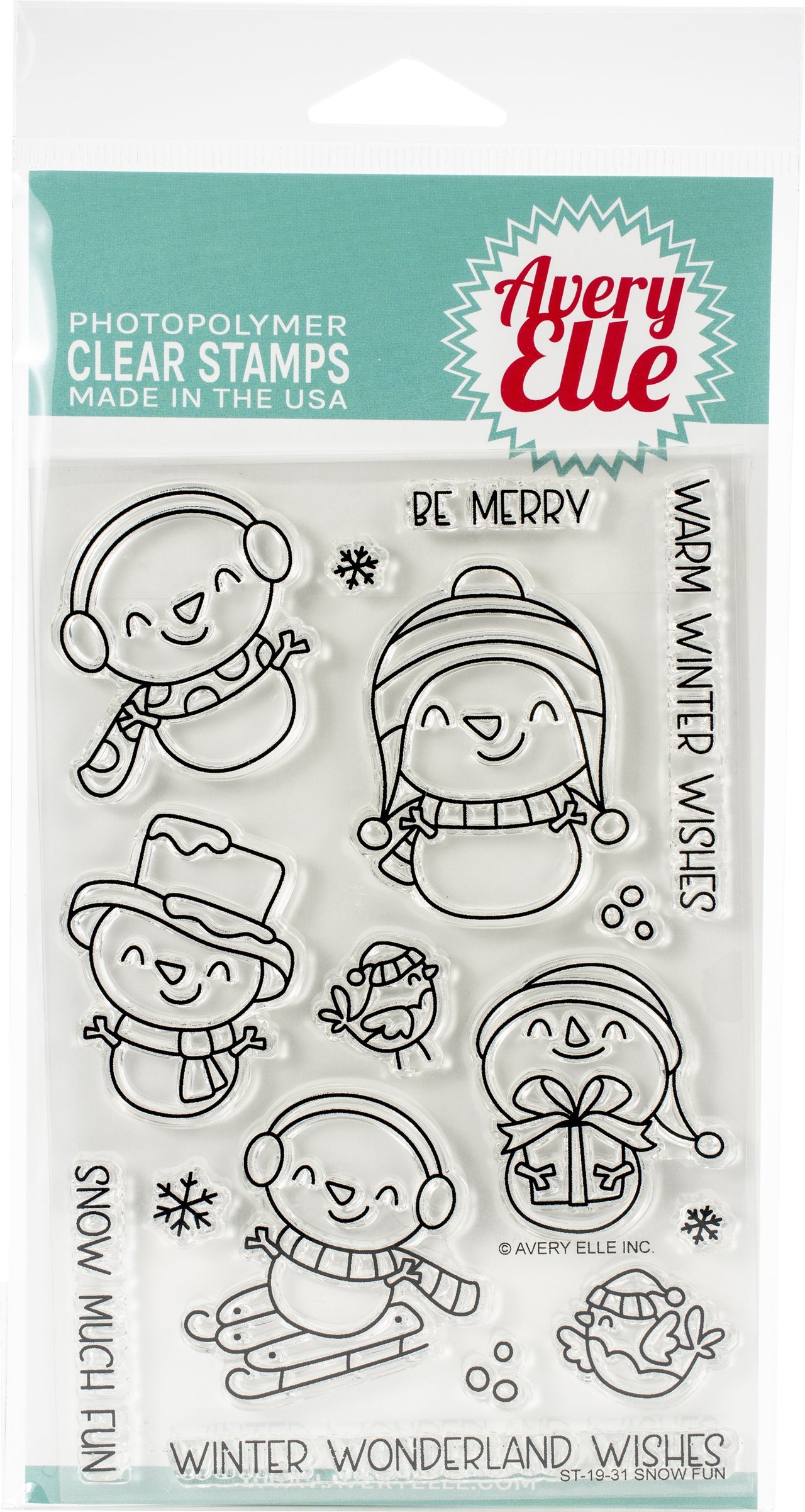 Avery Elle Clear Stamp Set 4"X6" - Snow Fun