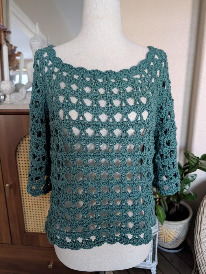Sea Glass Raglan Crochet Top