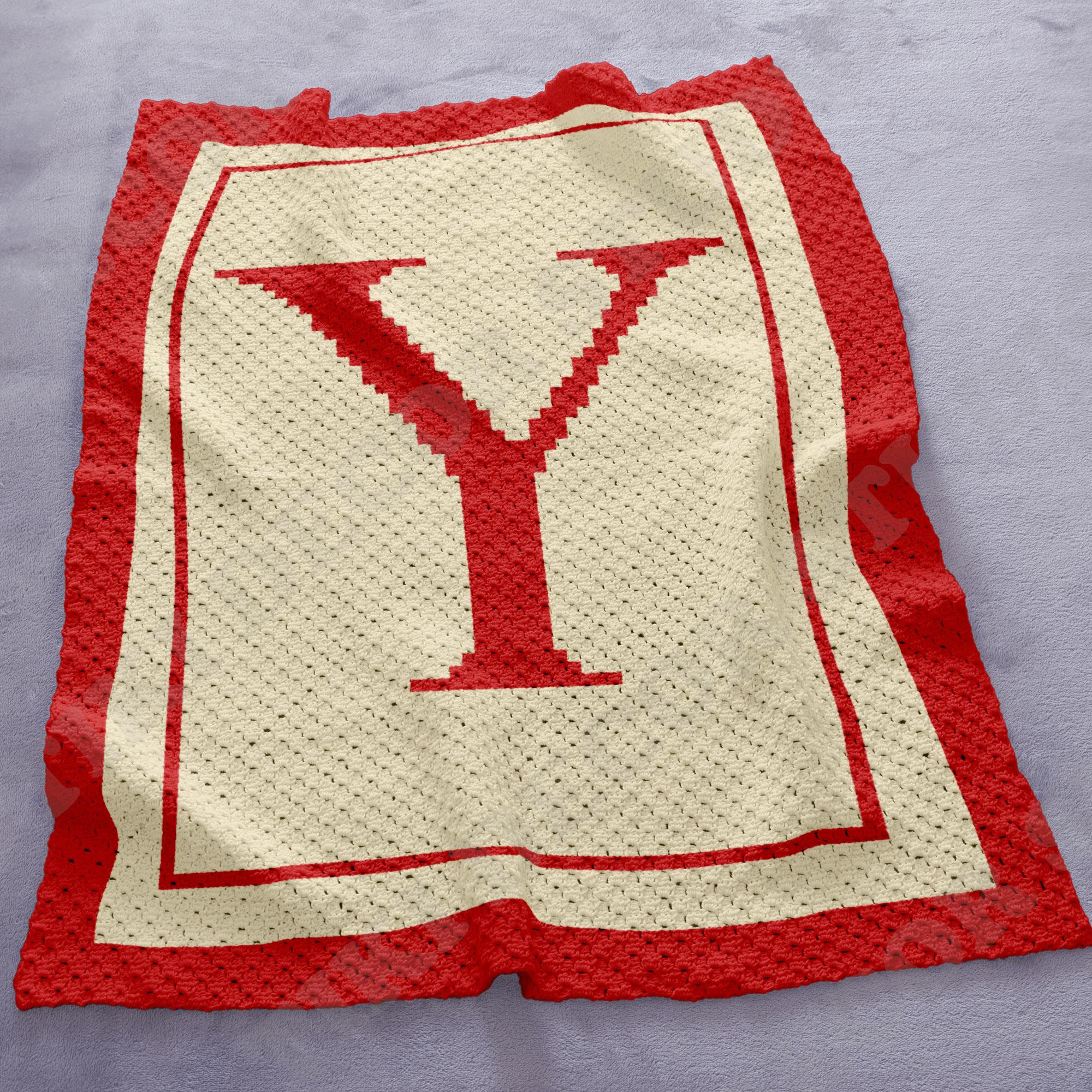 Name Letter Y Baby Blanket CROCHET PATTERN C2C