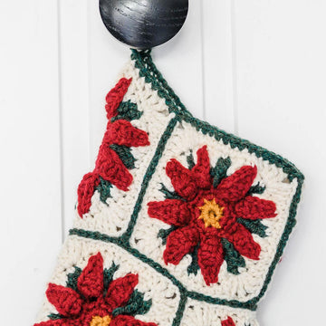 Poinsettia Granny Square Christmas Stocking
