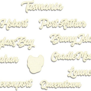 Artdeco Creations Sunburnt Country Laser Cut Coasterboard Sentiments - Tasmania Cities