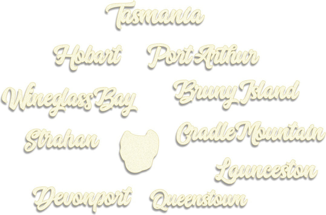 Artdeco Creations Sunburnt Country Laser Cut Coasterboard Sentiments - Tasmania Cities