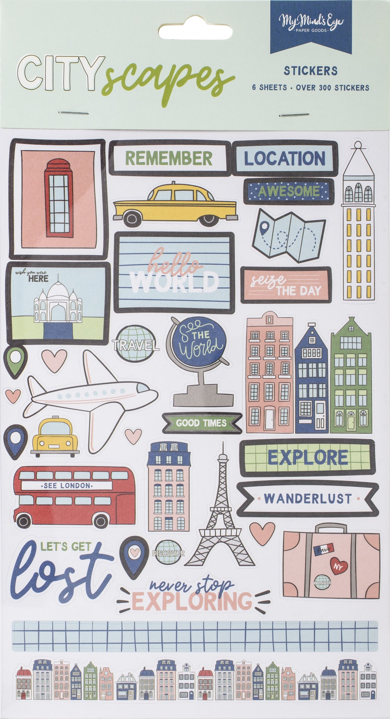 My Minds Eye Cityscapes Stickers 6/Sheets - 621542