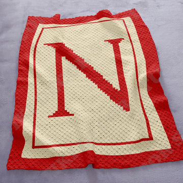 Initial Letter N Baby Shower Blanket C2C CROCHET PATTERN
