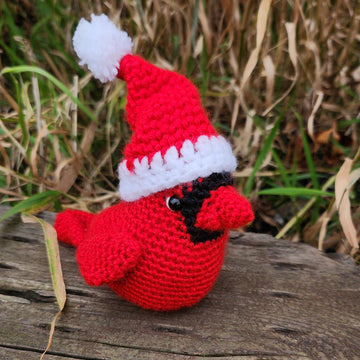 Cardinal Bird with Santa Hat