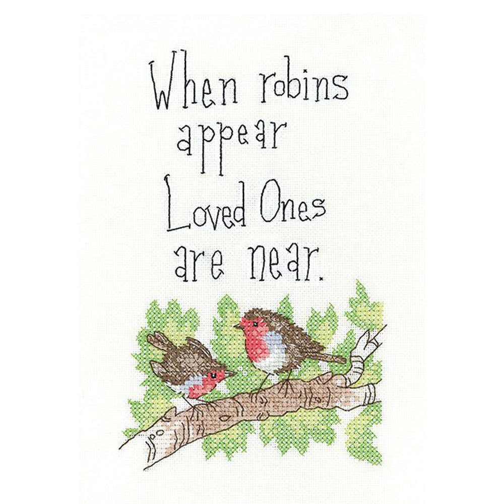 Heritage When Robins Appear Cross Stitch Aida Kit - 10.5cm x 17cm