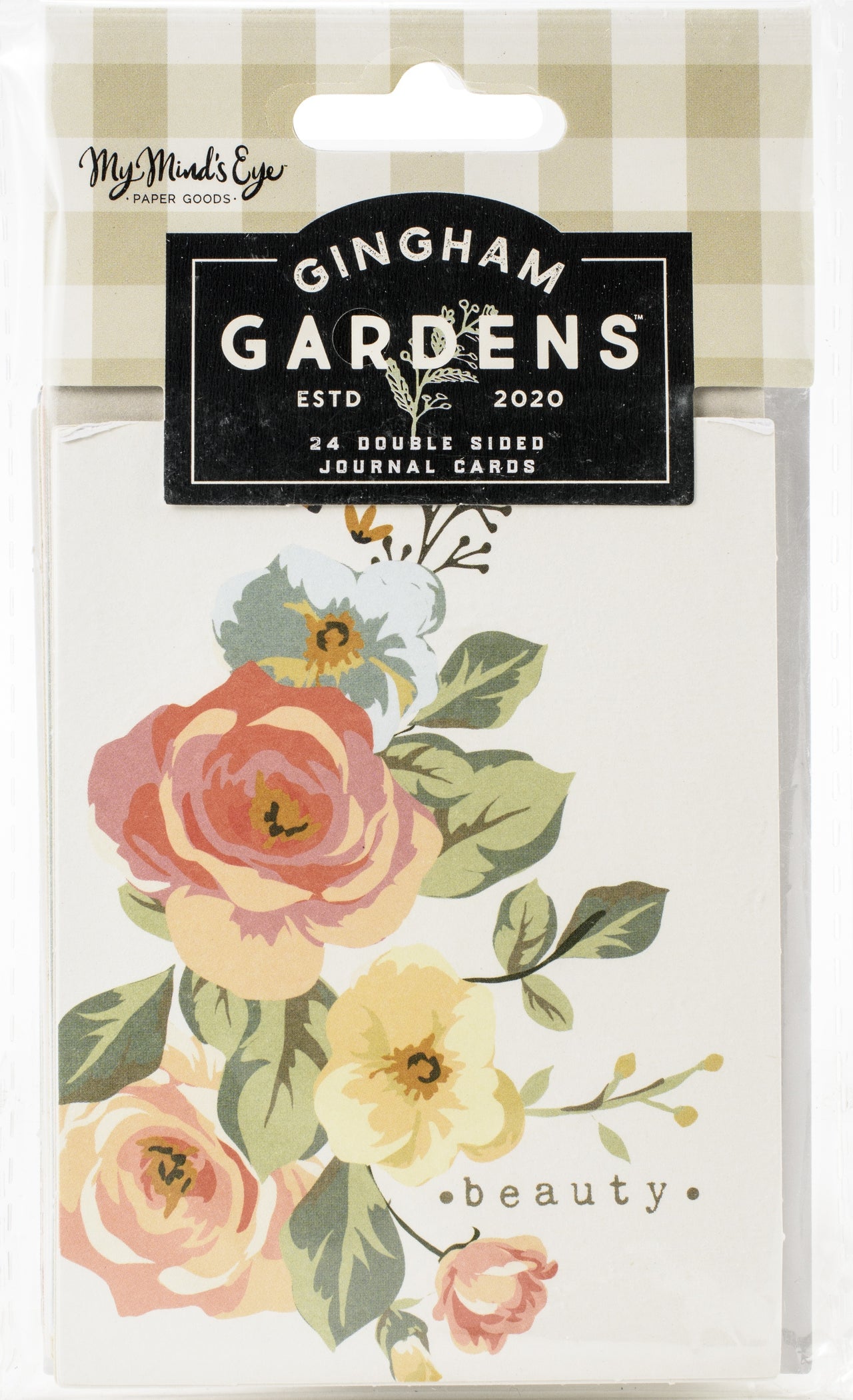 My Minds Eye Gingham Gardens Double-Sided Journal Cards 24/Pkg - 3"X4"