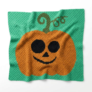 Twin Size Halloween Pumpkin Blanket Silly Face Throw C2C CROCHET PATTERN