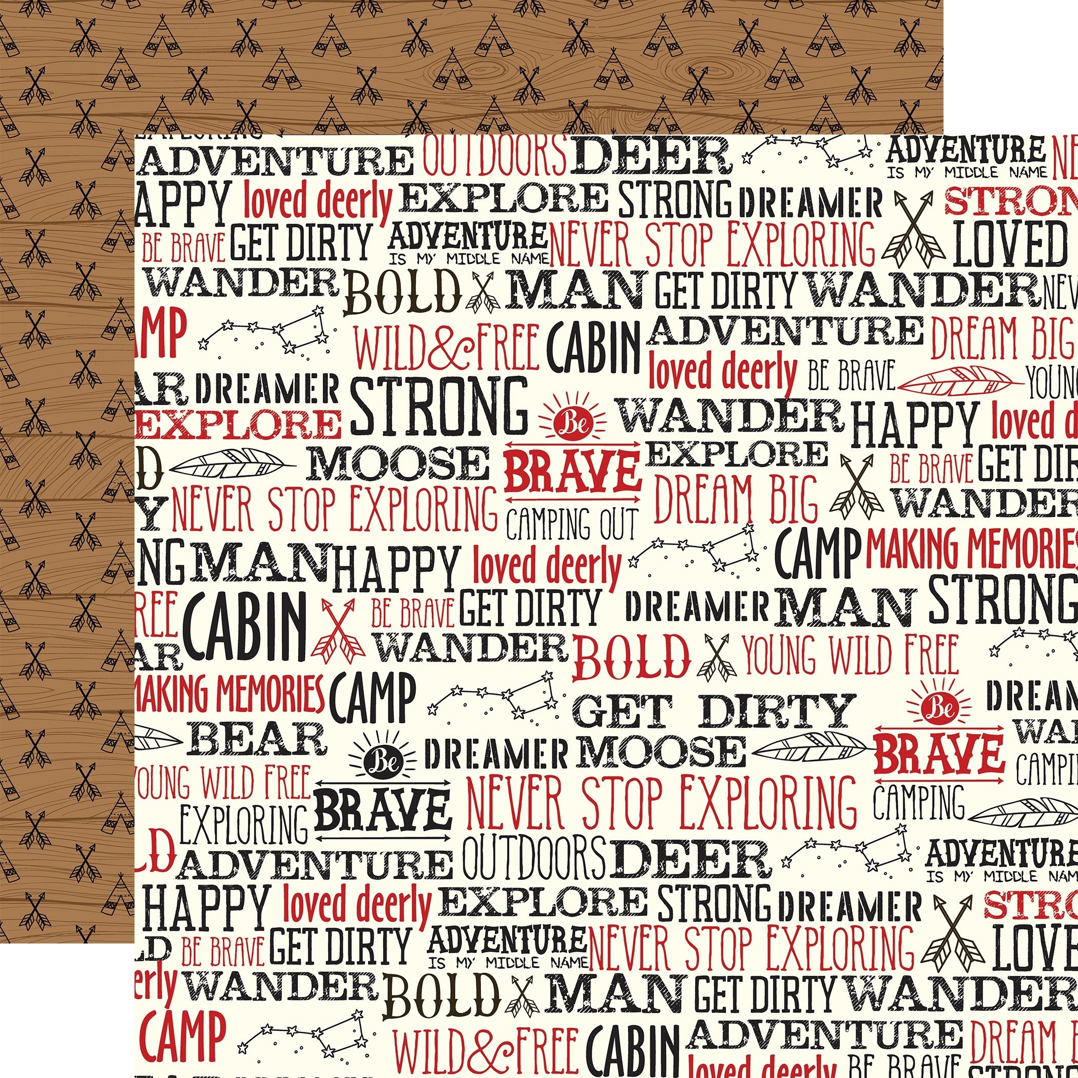 Echo Park Paper Little Lumberjack Double-Sided Cardstock 12"X12" 25/Pkg - Wander Words