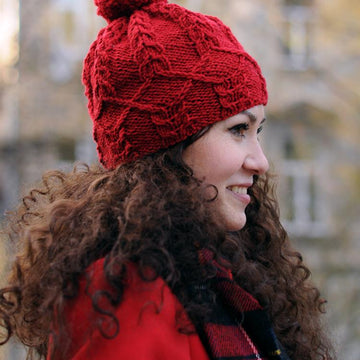 Valerie cable knit pompom hat