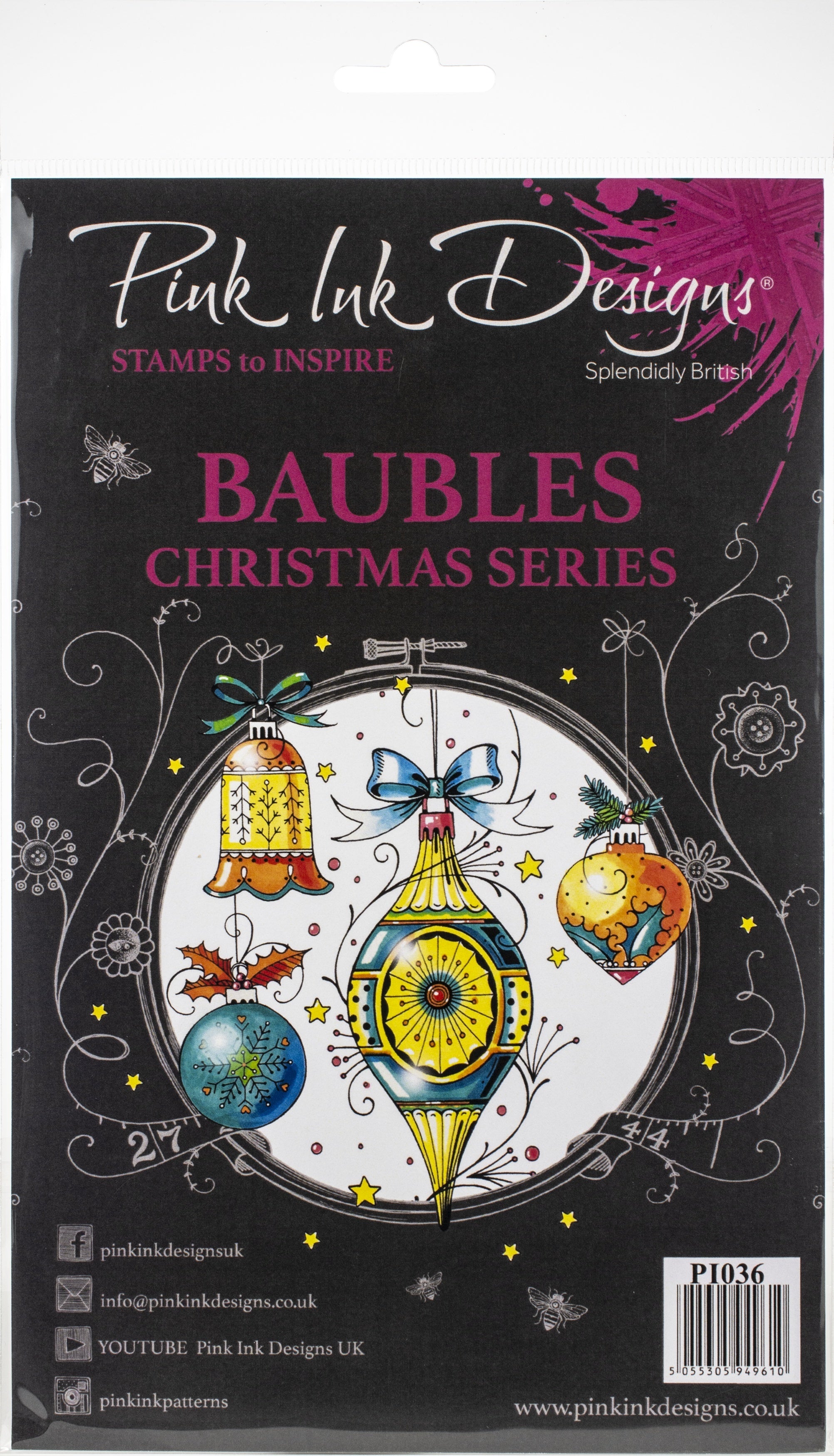 Creative Expressions Pink Ink Designs A5 Clear Stamp Set - Baubles