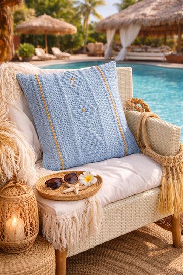 Crochet Beaded Diamond Cushion