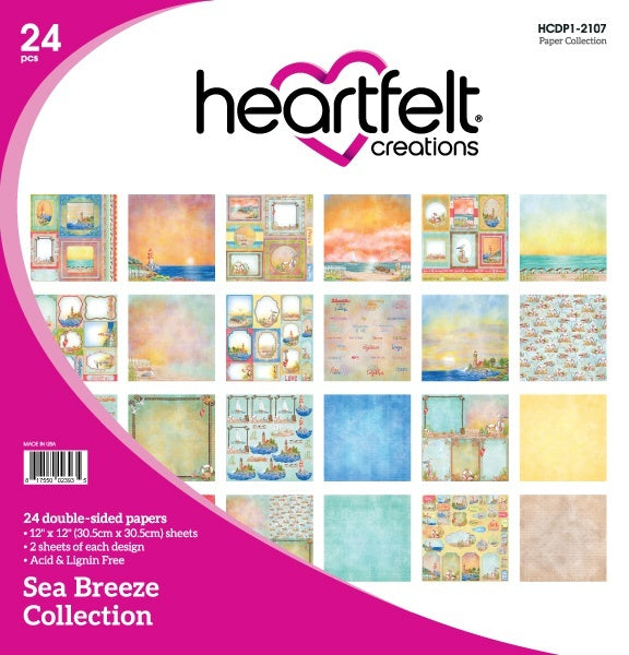 Heartfelt Creations Double-Sided Paper Pad 12"X12" 24/Pkg - Sea Breeze, 12 Designs/2 Each