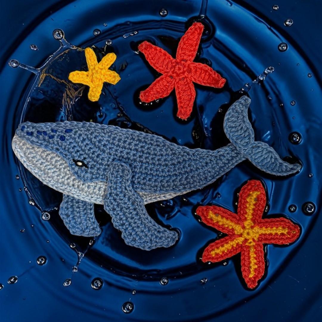 Whale crochet applique pattern