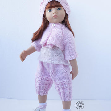 Pink dream outfit knitting flat for 18 in doll