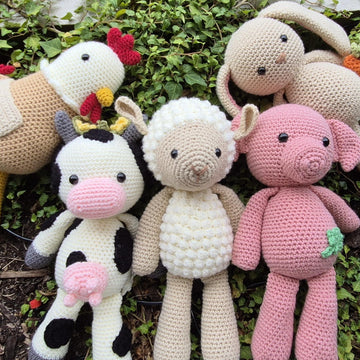 Farm Animal Set Bunny Chicken Cow Pig Sheep Lamb crochet amigurumi