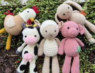 Farm Animal Set Bunny Chicken Cow Pig Sheep Lamb crochet amigurumi