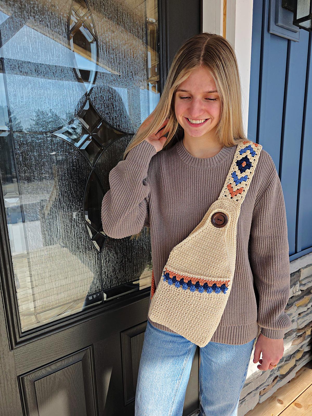 Boho Crochet Sling Bag