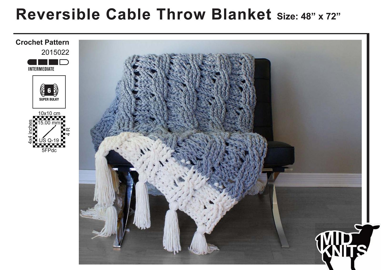 Reversible Cable Throw Blanket (2015022)