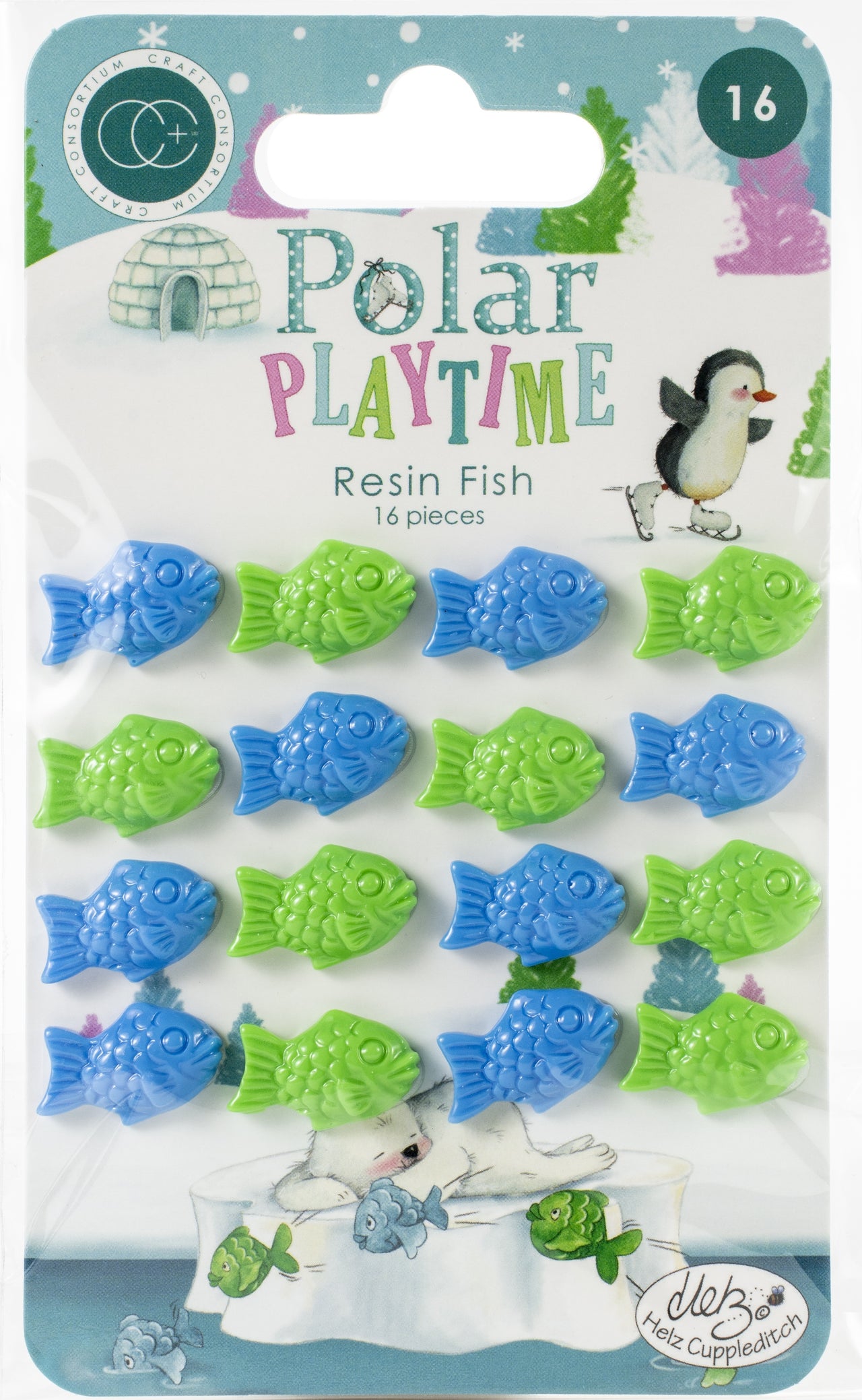 Craft Consortium Adhesive Resin Fish 16/Pkg - Polar Playtime