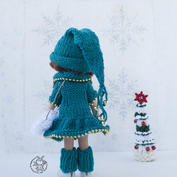 Knitted flat outfit Christmas Tree  for 8-9 inch dolls