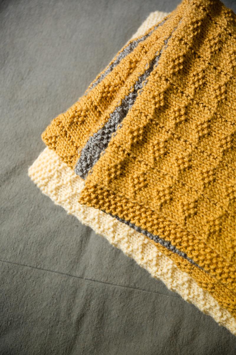Seed Stitch Diamonds Blanket