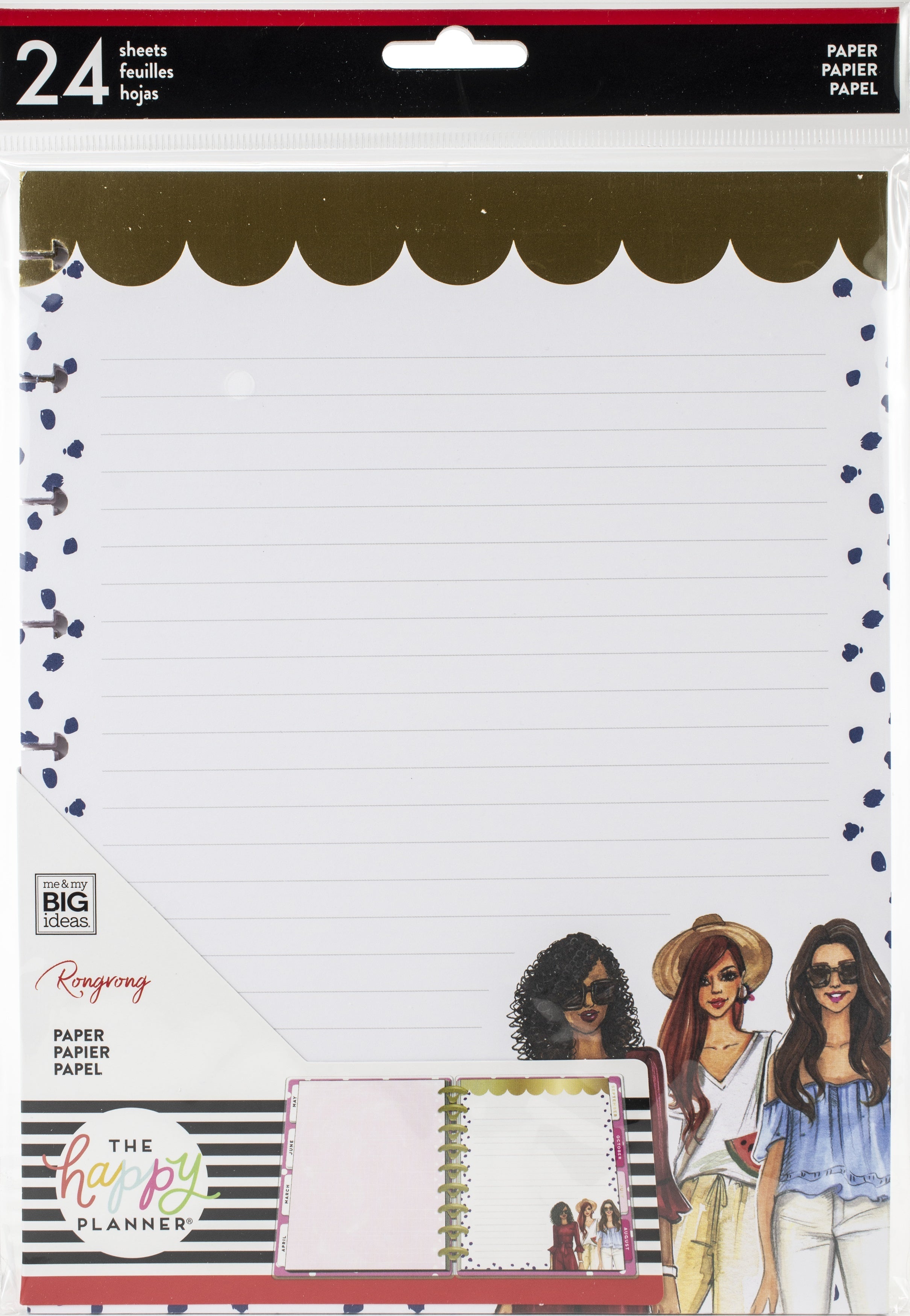 Happy Planner X Rongrong Fill Paper 24/Pkg - Lined Sheet With Foil