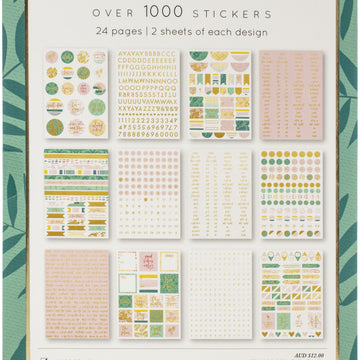 Kaisercraft Kaiser Style Sticker Book 6"X8" - Paradise W/Gold Foil Accents; 1,000+