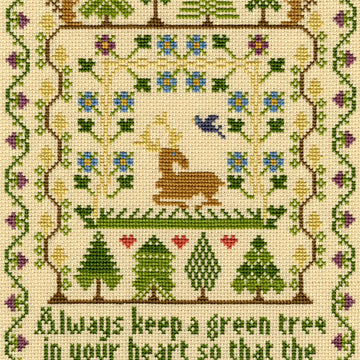 Bothy Threads Green Tree Sampler Cross Stitch Kit - 18cm x 36cm
