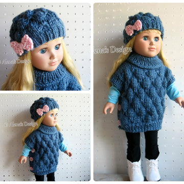Slouchy Bow Hat & Pullover Poncho