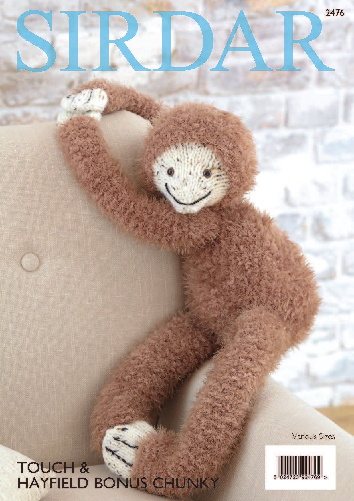 Sloth Toy in Sirdar Touch & Hayfield Bonus Chunky - 2476 - Leaflet