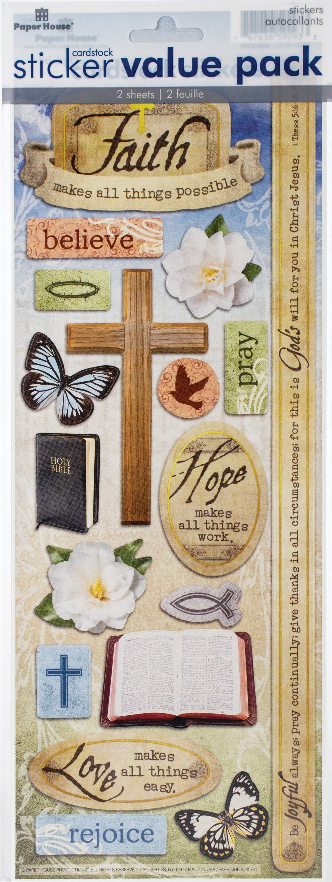 Paper House Cardstock Sticker 2/Pkg - Live By Faith