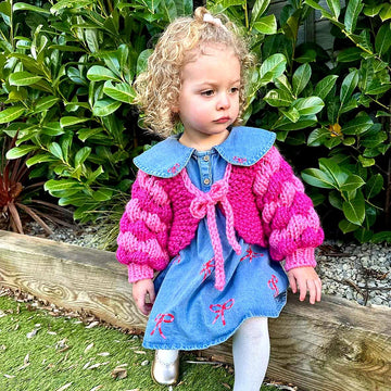 Two Colour Baby Cardigan Knitting Pattern