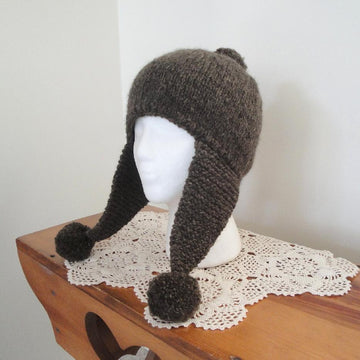 Earflap Hat with Pom Poms