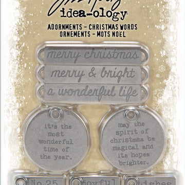 Advantus Idea-Ology Metal Adornments 10/Pkg - Antique Nickel Christmas Words
