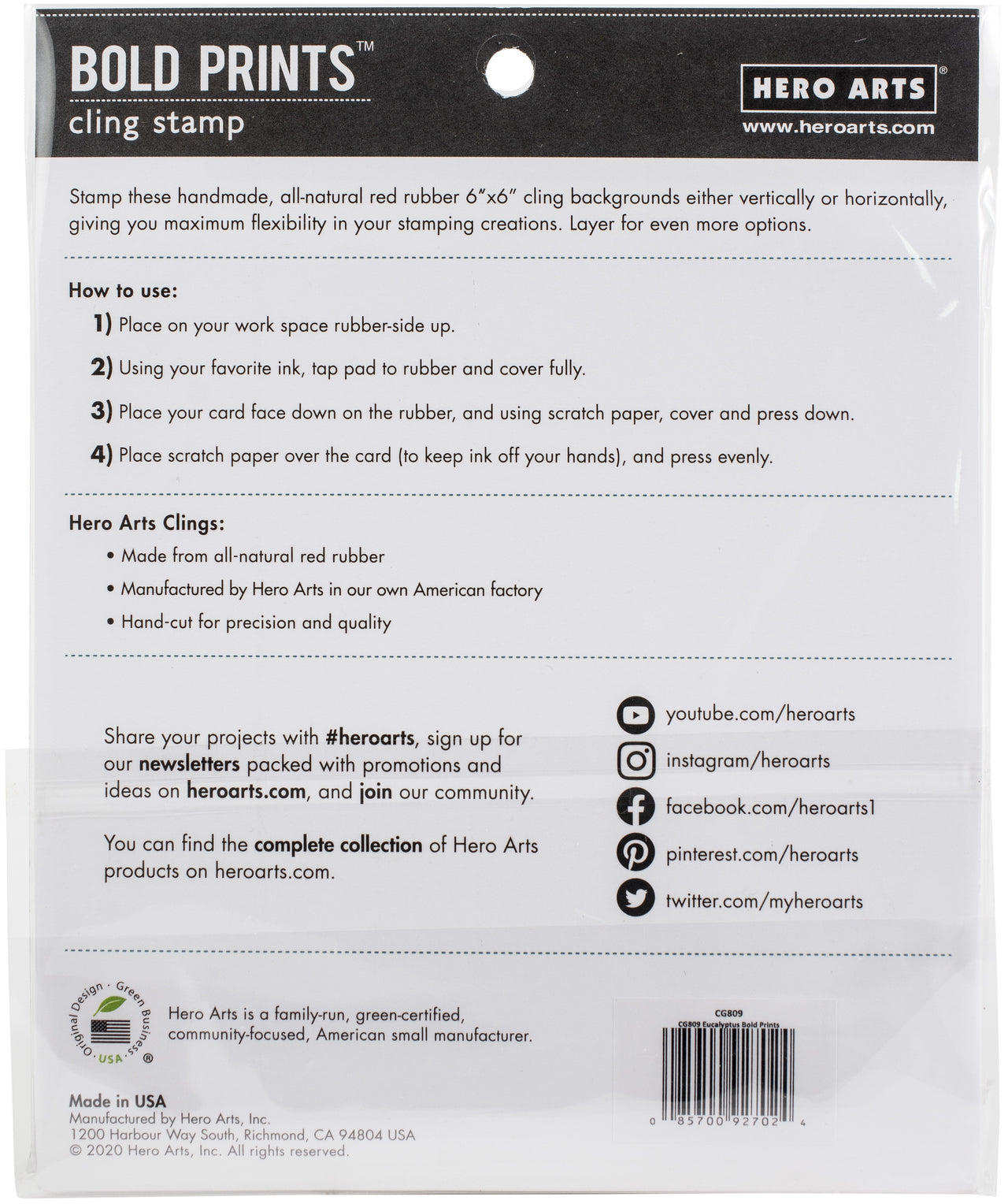 Hero Arts Cling Stamps 6"X6" - Eucalyptus Bold Prints