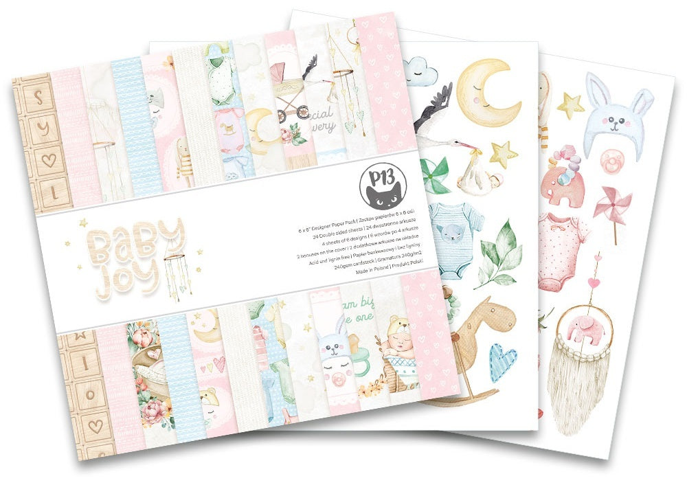 P13 Double-Sided Paper Pad 6"X6" 24/Pkg - Baby Joy, 6 Designs/4 Each +