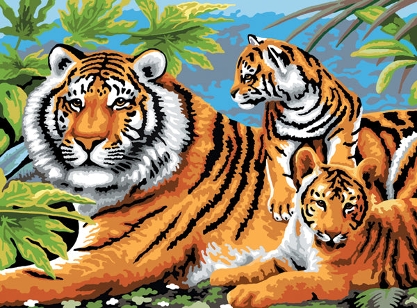 Royal Brush Junior Large Paint By Number Kit 15.25"X11.25" - Tiger & Cubs