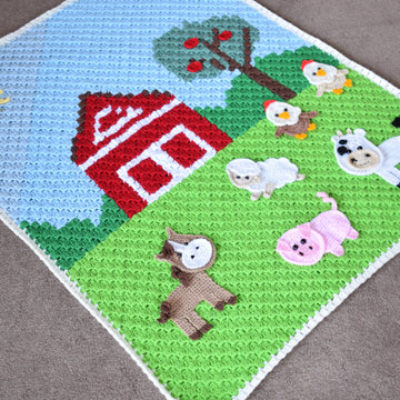 Farm animal friends applique blanket