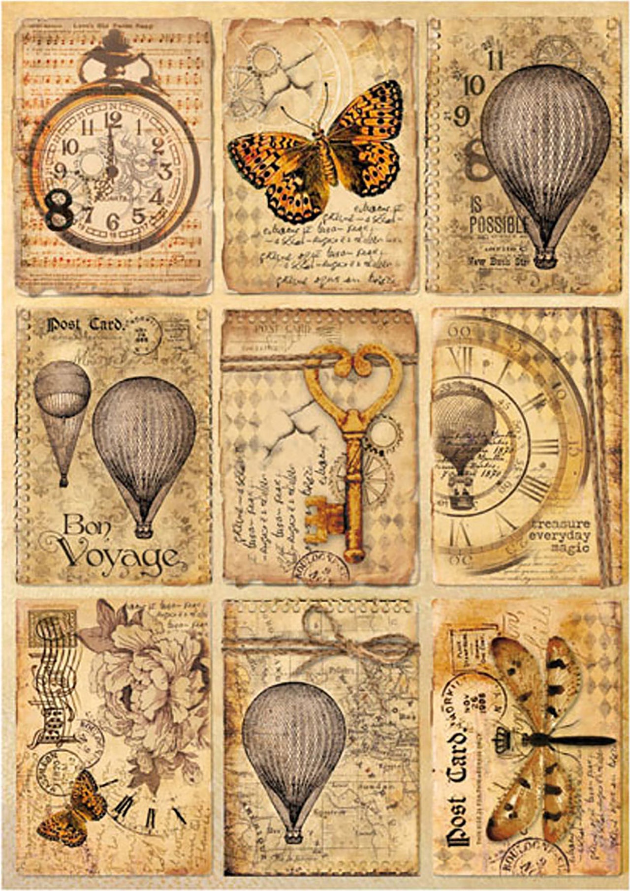 Stamperia Intl Stamperia Rice Paper Sheet A4 - Mixed Media Postcards