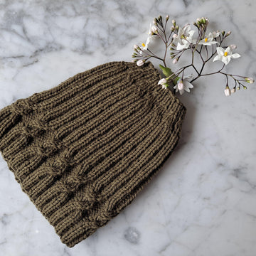 Simple Cable Messy Bun Hat