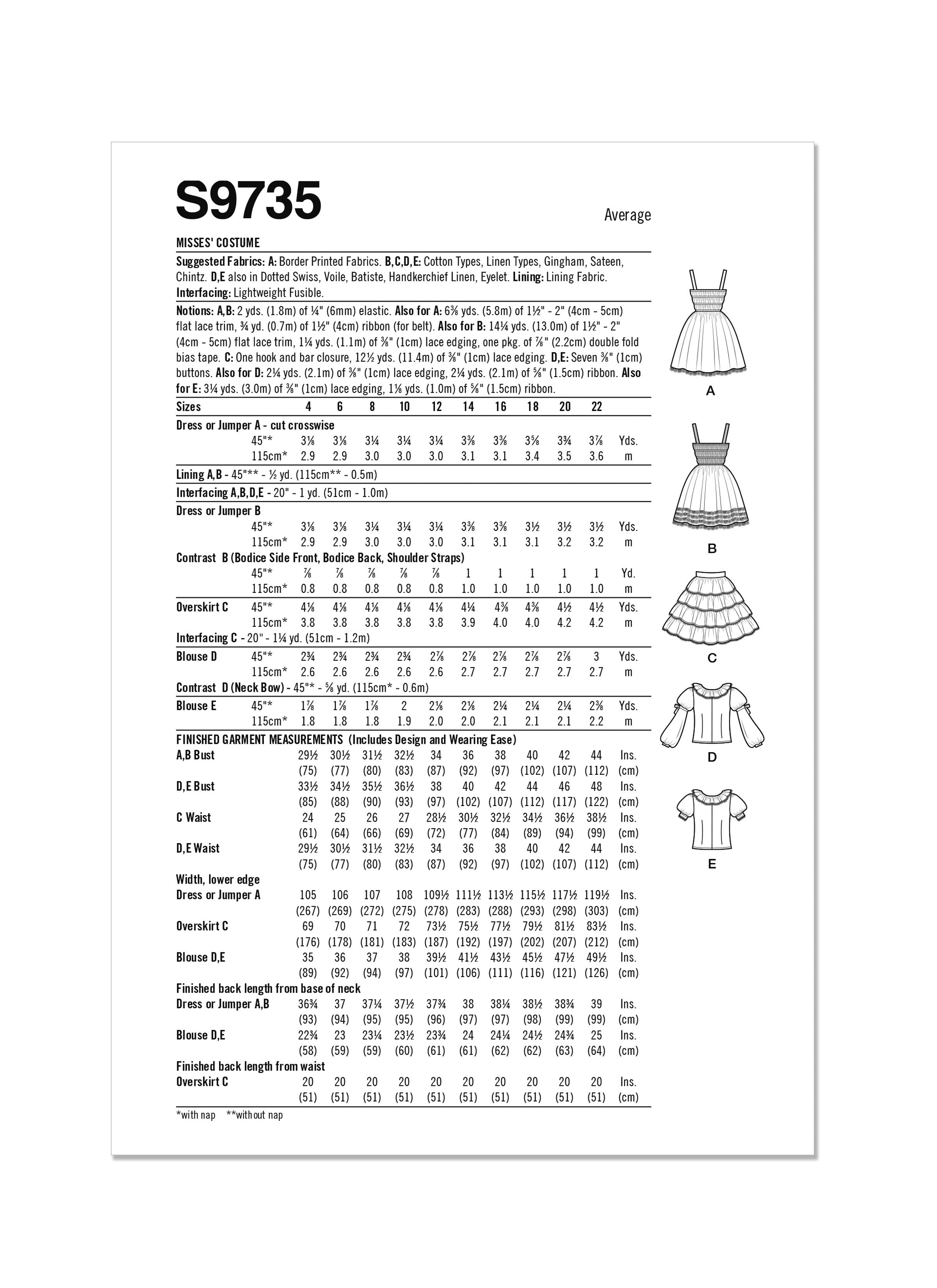 Simplicity Misses' Costume S9735 - Sewing Pattern
