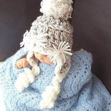 352, SKI BUNNY HAT, crochet, size newborn to age 3