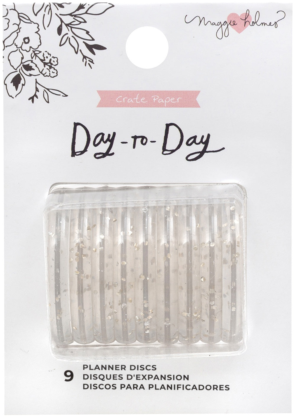 American Crafts Maggie Holmes Day-To-Day Planner Discs 2.75"X4" 9/Pkg - Gold Glitter