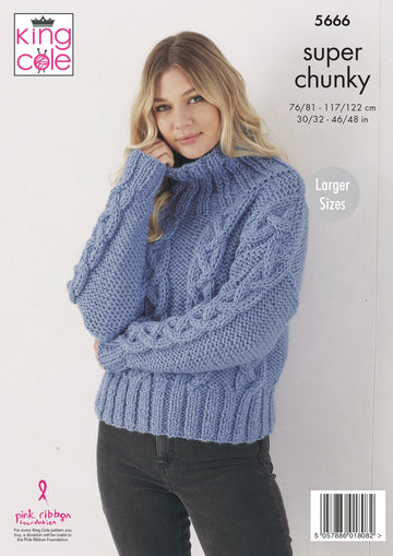 Sweaters Knitted in King Cole Timeless Super Chunky and Timeless Classic Super Chunky - 5666 - Downloadable PDF