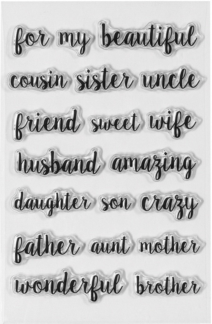 Spellbinders Clear Acrylic Stamps - Family Sentiments