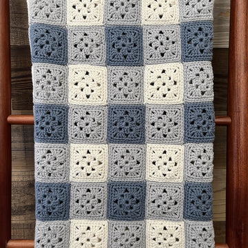 Gingham Granny Square Baby Blanket