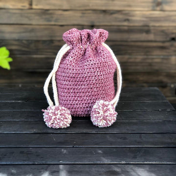 Drawstring Pom Pom Bag