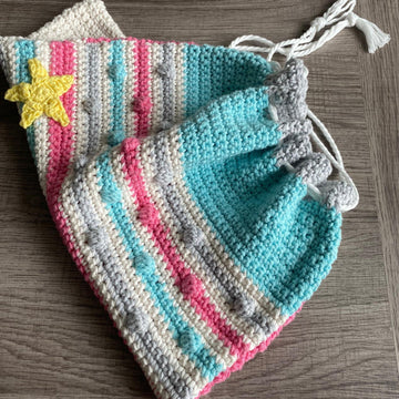 Child's Crochet Drawstring Bag